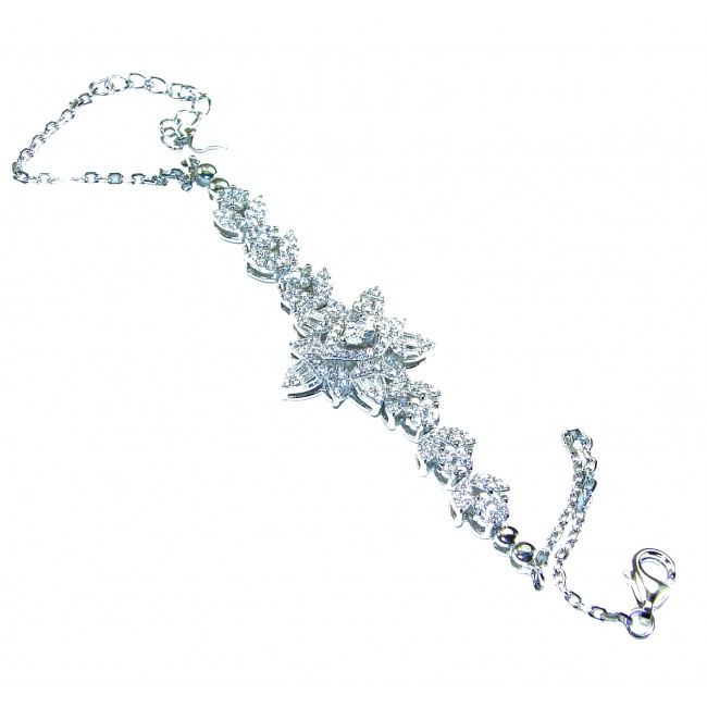 Luxurious 5.9 carat White Topaz .925 Sterling Silver handcrafted Bracelet