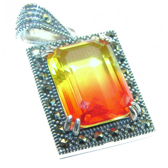 THE COLORS OF THE EARTH 11.5 carat Ametrine Marcasite .925 Sterling Silver handmade Pendant