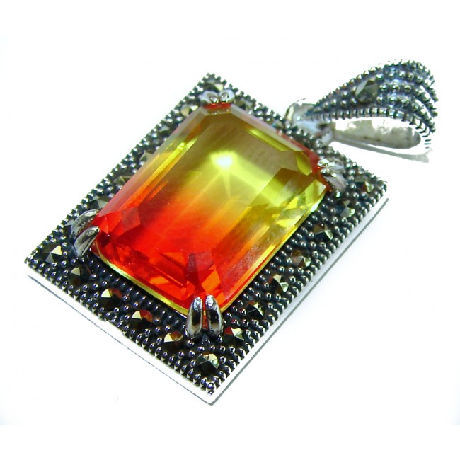 THE COLORS OF THE EARTH 11.5 carat Ametrine Marcasite .925 Sterling Silver handmade Pendant