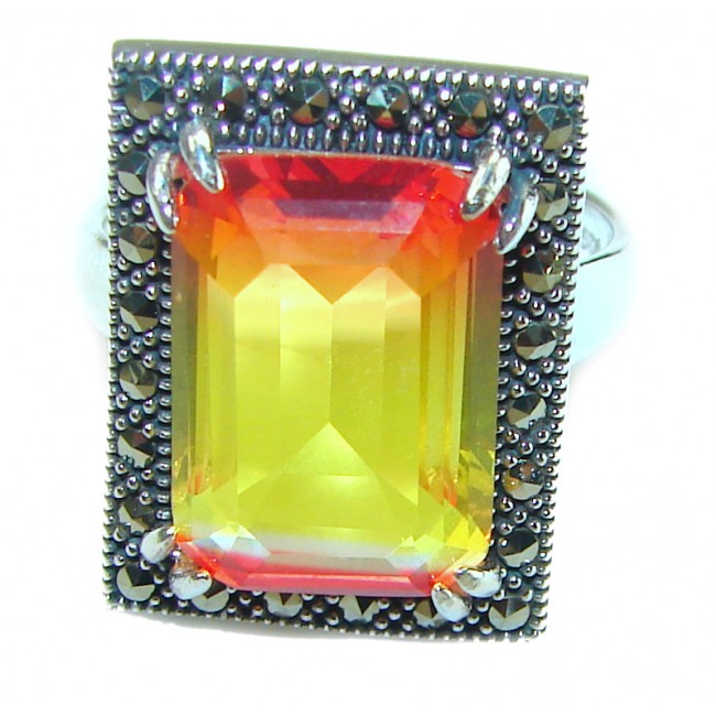 Tiffany 11.5 carat Ametrine Marcasite .925 Sterling Silver handmade Ring s. 7