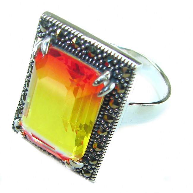 Tiffany 11.5 carat Ametrine Marcasite .925 Sterling Silver handmade Ring s. 7