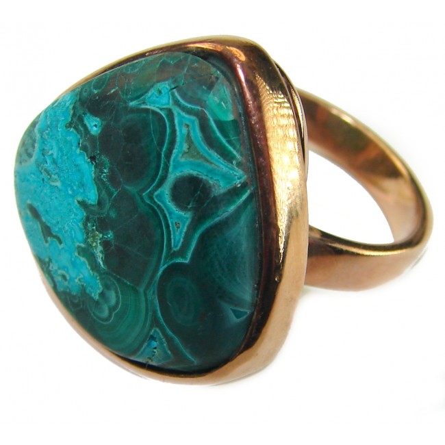 Authentic Parrot's Wing Chrysocolla 18K Gold over .925 Sterling Silver handcrafted ring size 8 adjustable