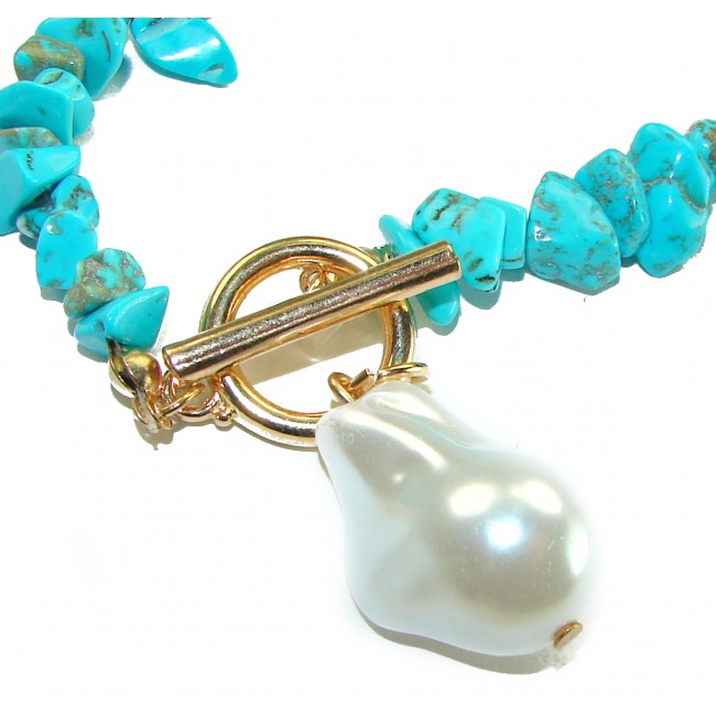 Beauty of Nature - natural turquoise 10K Gold over .925 Sterling Silver handmade Statement Bracelet