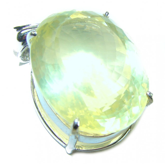 Perfection Oval cut 22.3 carat Lemon Quartz .925 Sterling Silver handcrafted LARGE pendant