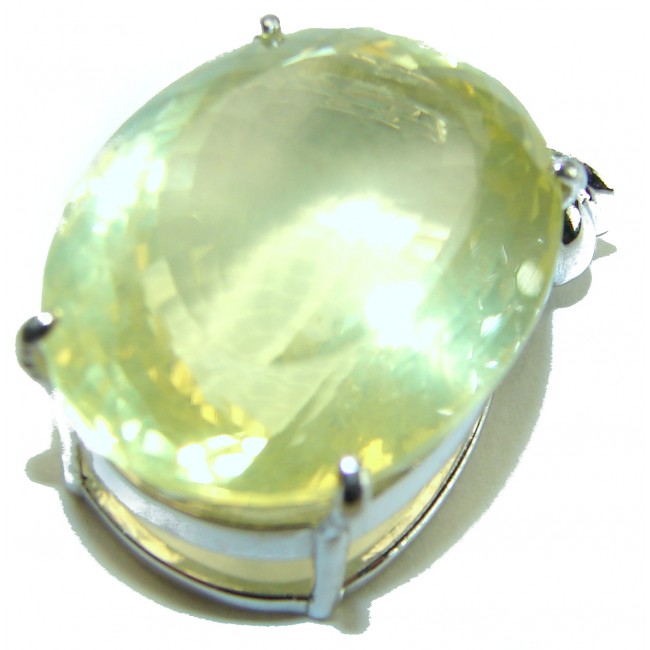 Perfection Oval cut 22.3 carat Lemon Quartz .925 Sterling Silver handcrafted LARGE pendant