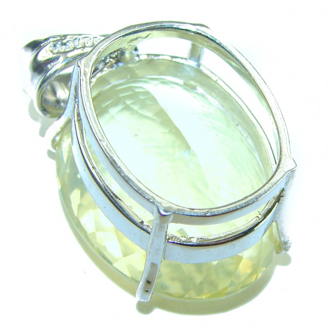 Perfection Oval cut 22.3 carat Lemon Quartz .925 Sterling Silver handcrafted LARGE pendant