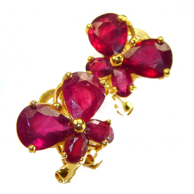 Butterflies - Authentic 12.9 carat Ruby 18K Gold over .925 Sterling Silver handcrafted earrings - photo 3