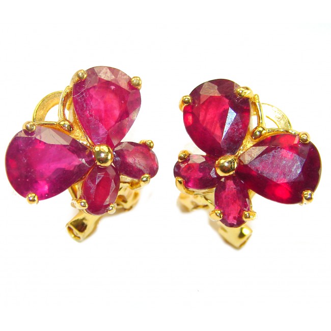 Butterflies - Authentic 12.9 carat Ruby 18K Gold over .925 Sterling Silver handcrafted earrings - photo 2