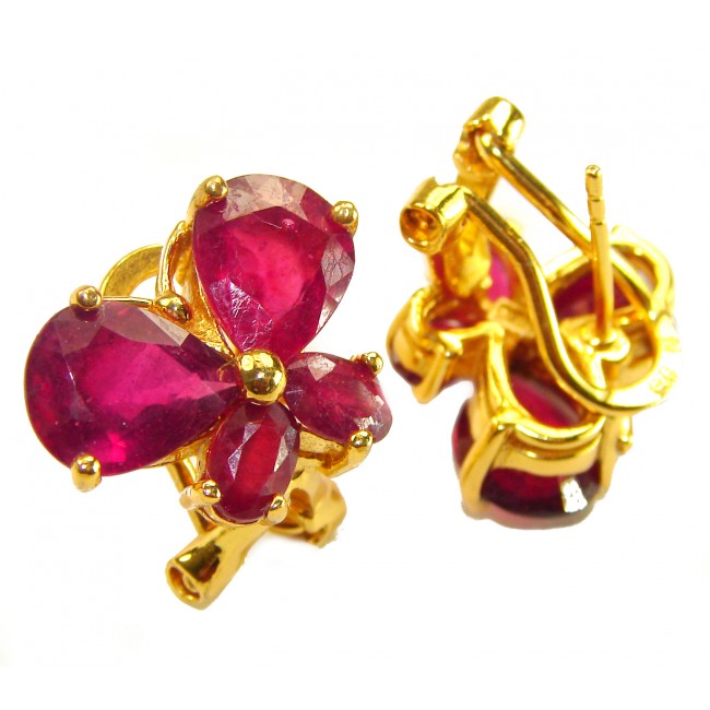 Butterflies - Authentic 12.9 carat Ruby 18K Gold over .925 Sterling Silver handcrafted earrings - photo 1