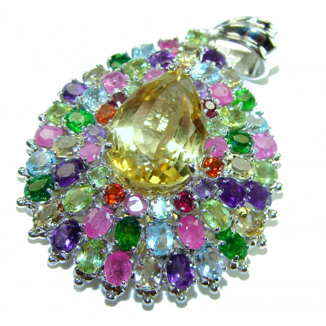 Wonderland 41.1 carat Lemon Quartz .925 Sterling Silver handcrafted pendant