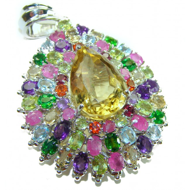 Wonderland 41.1 carat Lemon Quartz .925 Sterling Silver handcrafted pendant