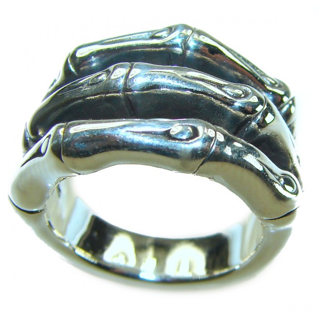 Bamboo Textured Italy Made Silver Sterling Silver ring s. 7 - photo 3