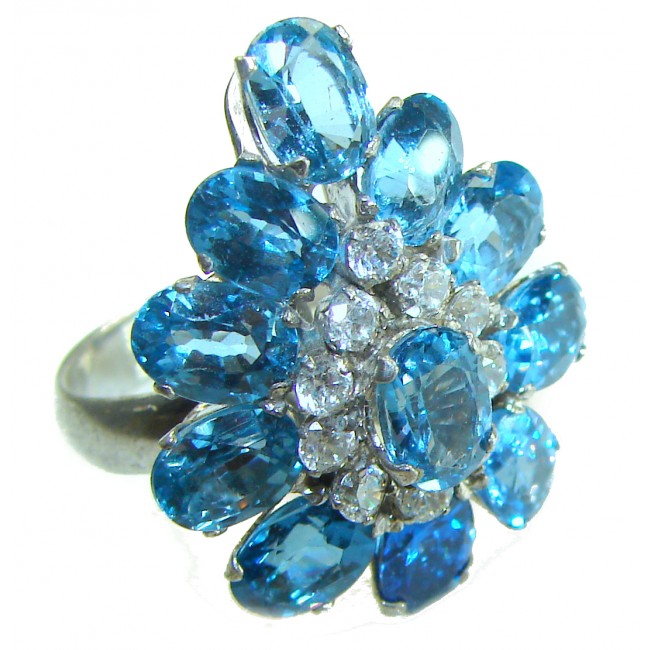Ocean 11.5 carat London Blue Topaz .925 Sterling Silver Perfectly handcrafted Ring s. 7 1/4 - photo 3