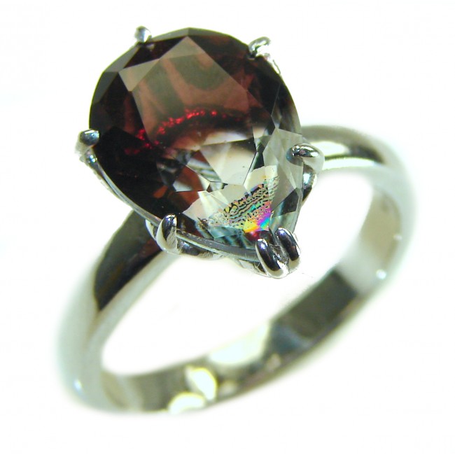 Penelope Authentic 6.5 carat faceted Champagne Topaz .925 Sterling Silver handcrafted Ring size 8 - photo 3