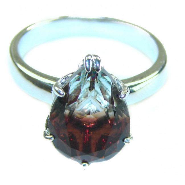 Penelope Authentic 6.5 carat faceted Champagne Topaz .925 Sterling Silver handcrafted Ring size 8 - photo 2