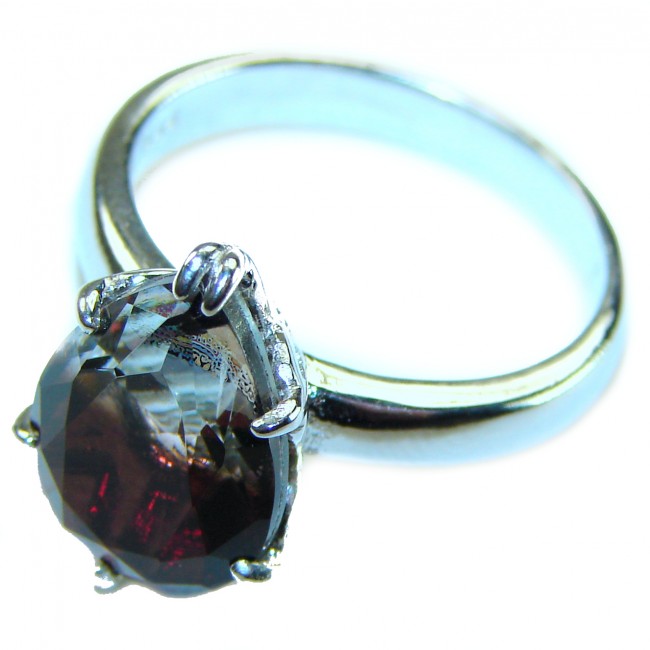 Penelope Authentic 6.5 carat faceted Champagne Topaz .925 Sterling Silver handcrafted Ring size 8 - photo 1