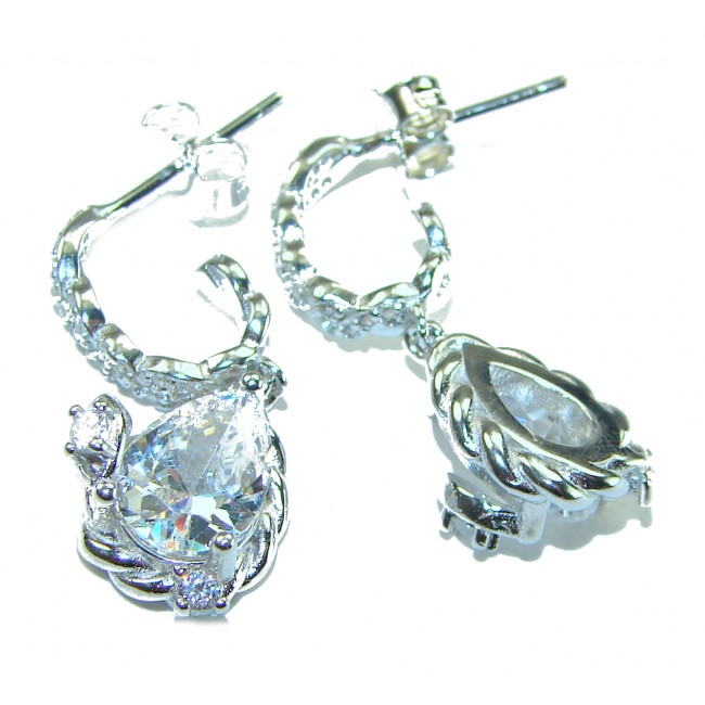 Luxurious 12.5 carat White Sapphire .925 Sterling Silver earrings - photo 1