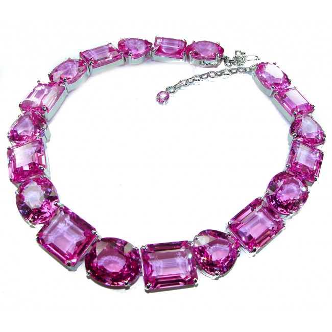 Tiffany - Magnificent Pink 304.5 carat Pink Sapphire .925 Sterling Silver handcrafted Large Statement necklace, 205.8 grams
