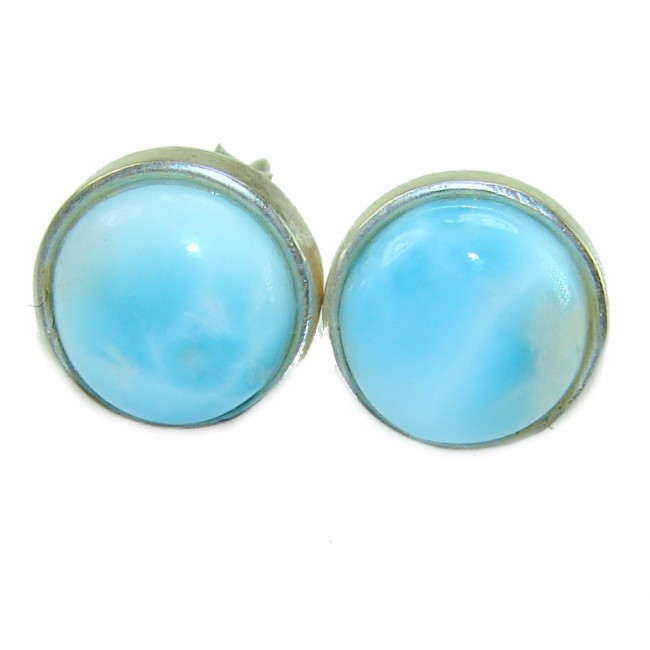 Caribbean Beauty Genuine Blue Larimar .925 Sterling Silver handmade earrings