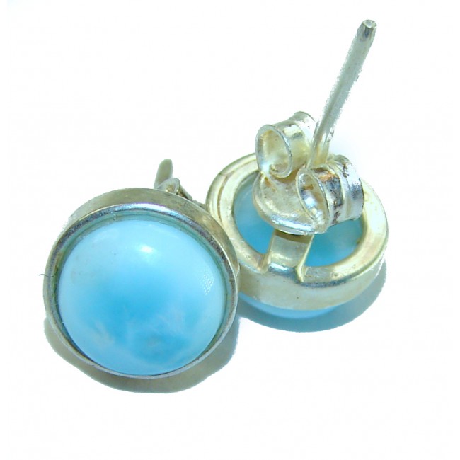 Caribbean Beauty Genuine Blue Larimar .925 Sterling Silver handmade earrings