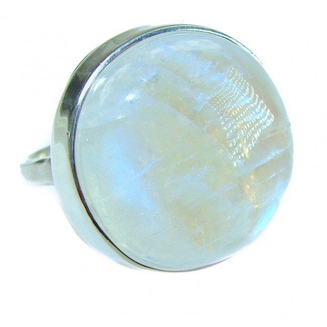 Rainbow Moonstone .925 Sterling Silver handmade ring s. 6 1/2