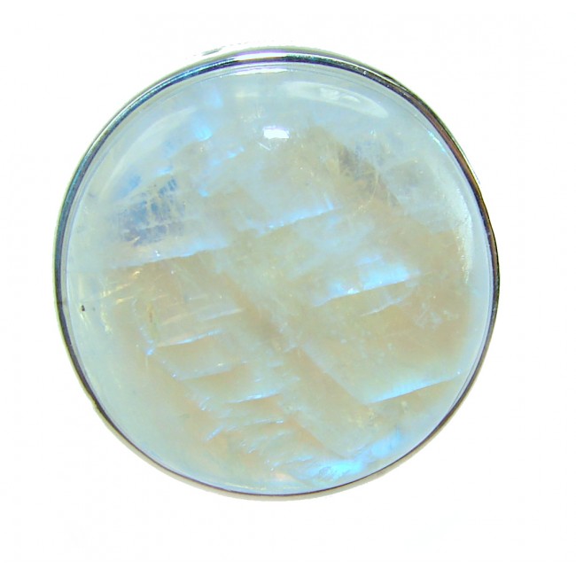 Rainbow Moonstone .925 Sterling Silver handmade ring s. 6 1/2