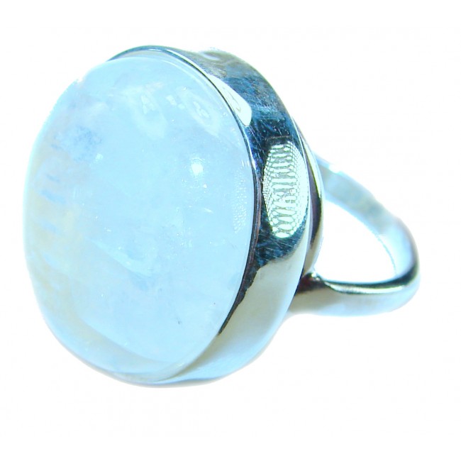 Rainbow Moonstone .925 Sterling Silver handmade ring s. 6 1/2
