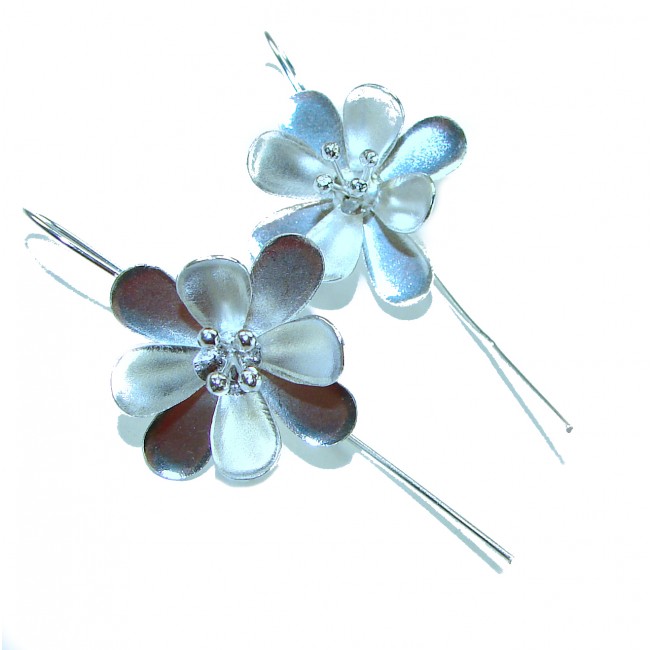 Silver Flowers Italy made .925 Sterling Silver Earrings - photo 3