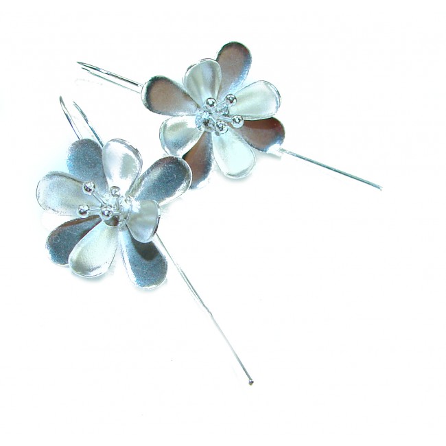 Silver Flowers Italy made .925 Sterling Silver Earrings - photo 2