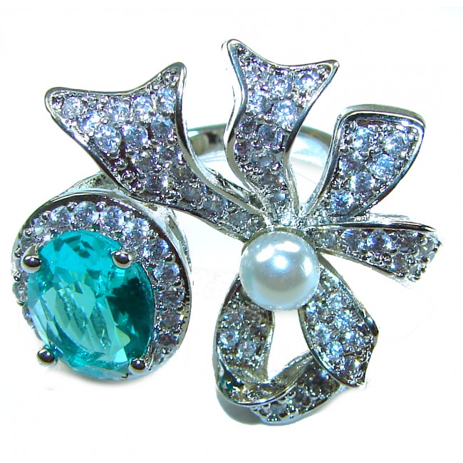Eau Pure 3.5 carat Paraiba Tourmaline .925 Sterling Silver Handcrafted Ring size 6 1/4
