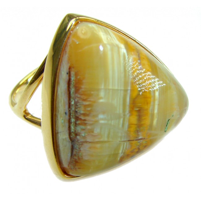 Oramge Aura best quality 22.4 carat Mexican Opal 18K Gold over .925 Sterling Silver handmade ring 11 1/2