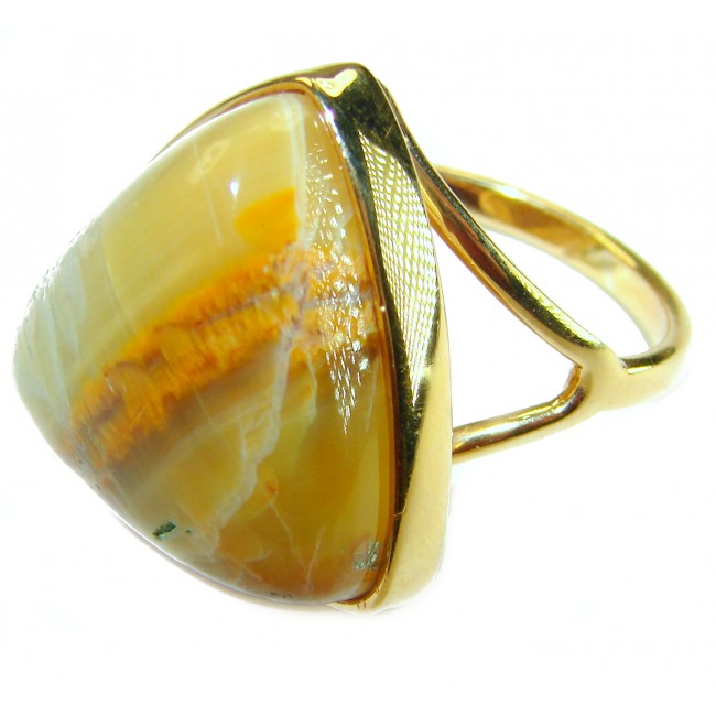 Oramge Aura best quality 22.4 carat Mexican Opal 18K Gold over .925 Sterling Silver handmade ring 11 1/2