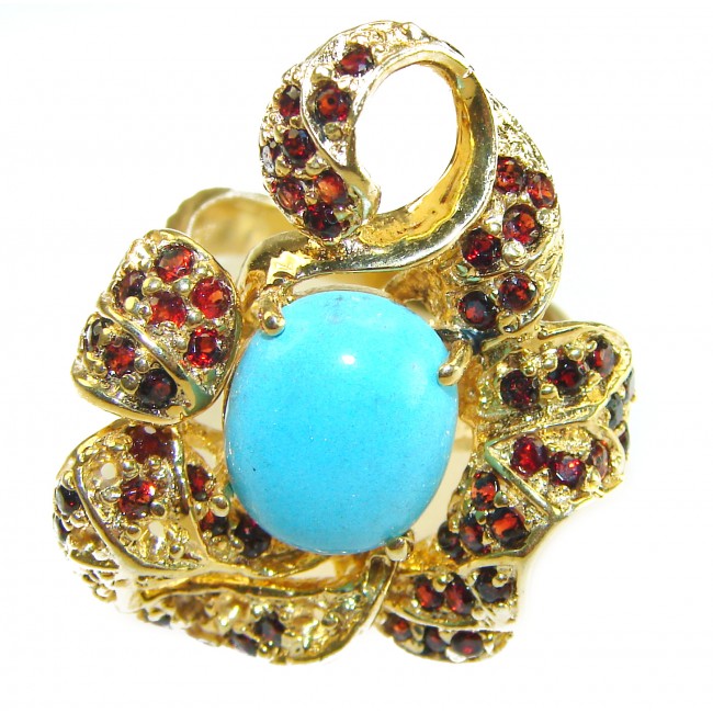 Alexandria Solid 4.2 carat Sleeping Beauty Turquoise 14K Gold over .925 Sterling Silver Ring size 8