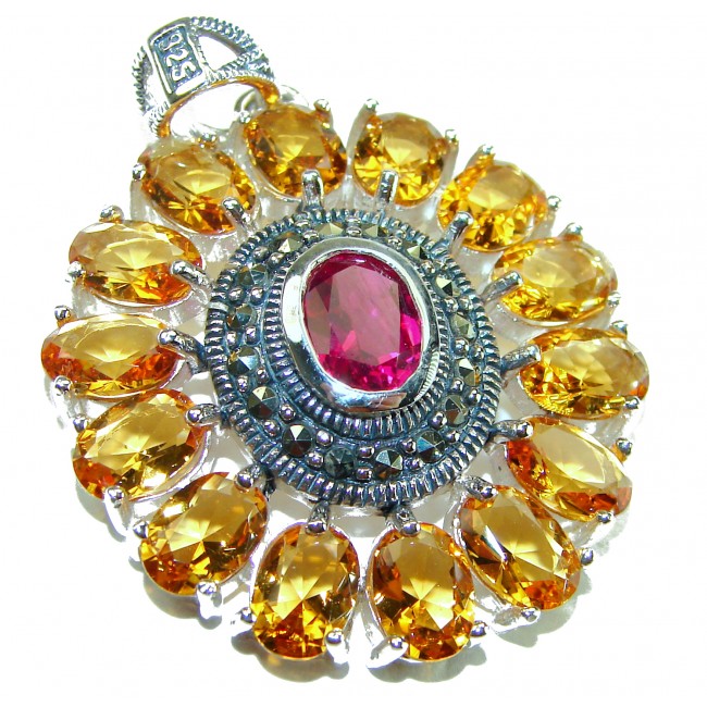 Deluxe 10.2 carat Ruby .925 Sterling Silver handmade Pendant