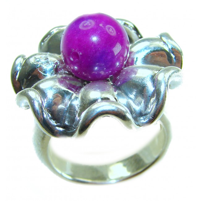 Spring 5.8 carat Purple Agate .925 Sterling Silver handcrafted ring size 8