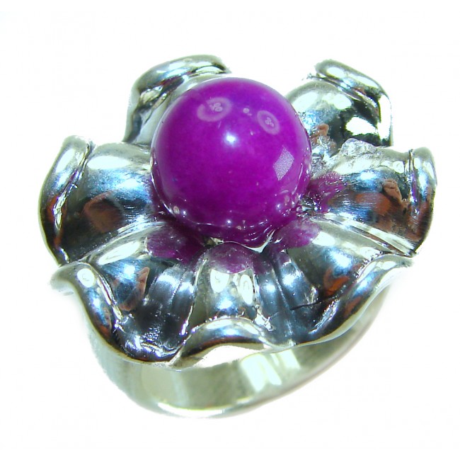 Spring 5.8 carat Purple Agate .925 Sterling Silver handcrafted ring size 8