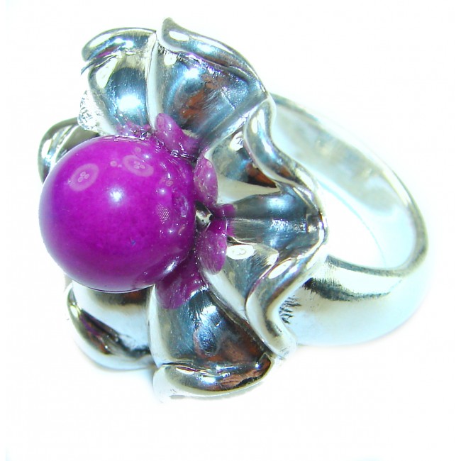 Spring 5.8 carat Purple Agate .925 Sterling Silver handcrafted ring size 8