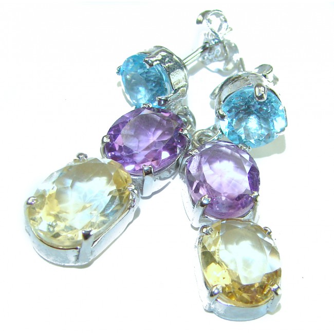 Fiesta Authentic 15.5 carat Multigem .925 Sterling Silver brilliantly handcrafted earrings - photo 3