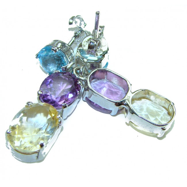 Fiesta Authentic 15.5 carat Multigem .925 Sterling Silver brilliantly handcrafted earrings - photo 1