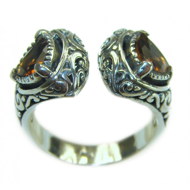 5.5 carat Citrine .925 Sterling Silver Handcrafted Huge Ring size 7