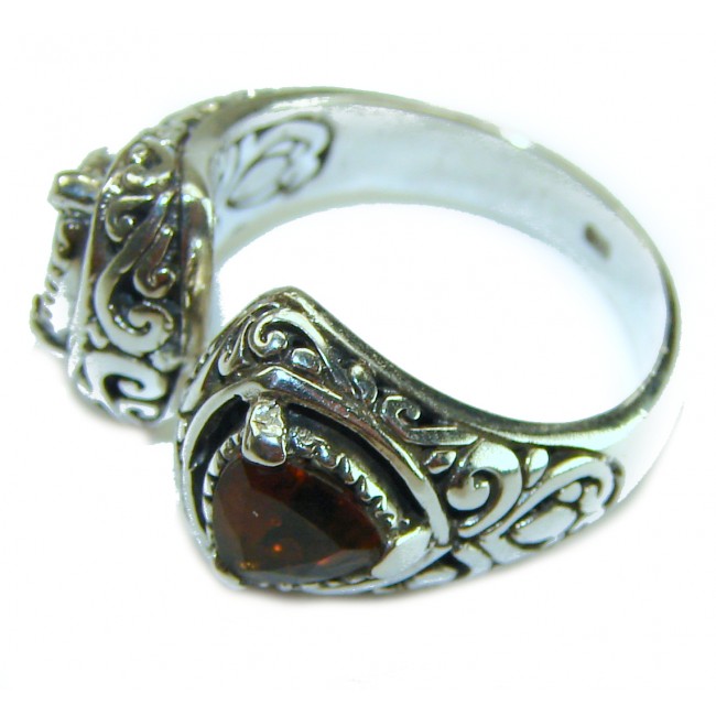 5.5 carat Citrine .925 Sterling Silver Handcrafted Huge Ring size 7