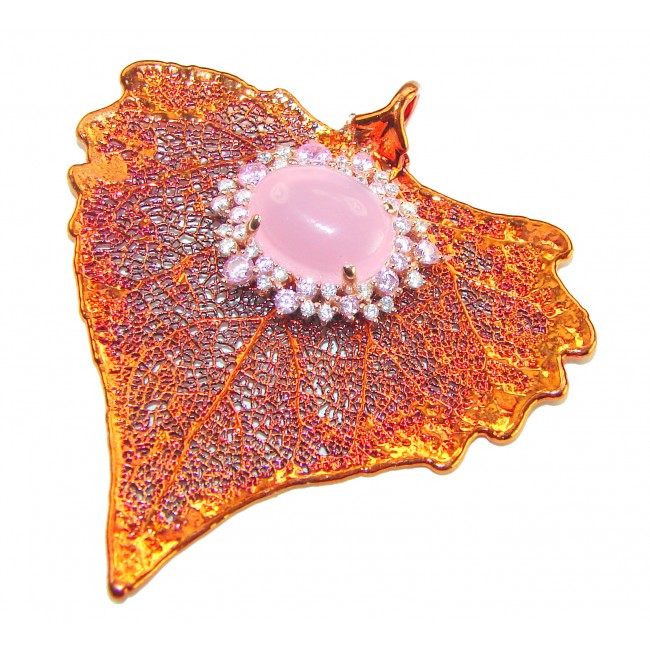 Rain Drop REAL Leaf dipped in copper Boulder Opal & .925 Sterling Silver Pendant