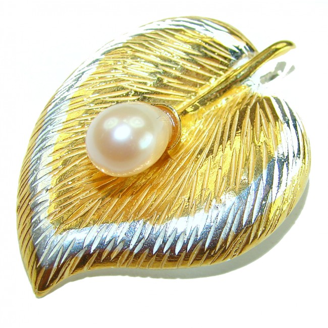 Natural Leaf Pearl 14K Gold over .925 Sterling Silver handmade