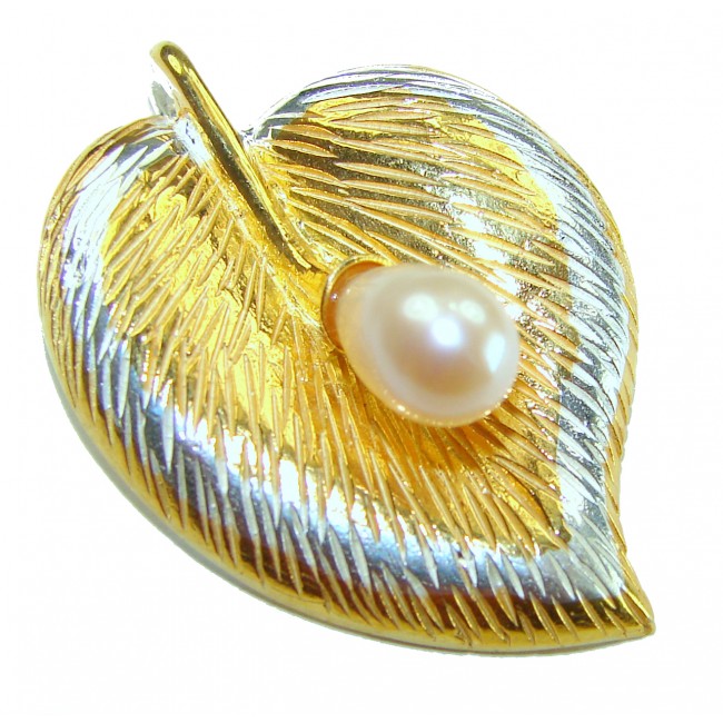 Natural Leaf Pearl 14K Gold over .925 Sterling Silver handmade