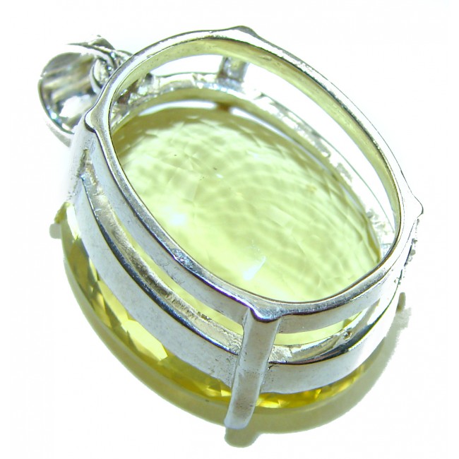 Perfection Oval cut 37.3 carat Lemon Quartz .925 Sterling Silver handcrafted LARGE pendant