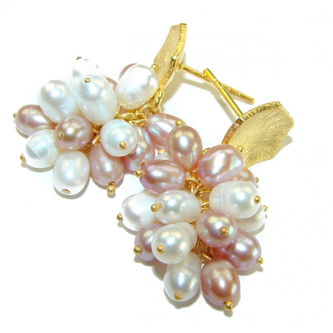 Natural White Mother of Pearl 14K Gold over .925 Sterling Silver handcrafted earrings - photo 2