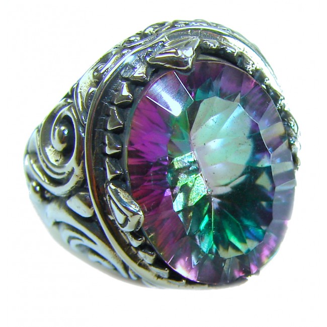 Big Dreamer Massive 11.8 carat Mystic Topaz .925 Sterling Silver handcrafted Large ring size 6 - photo 3