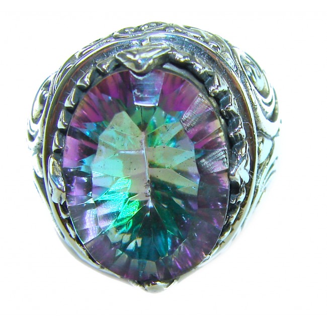 Big Dreamer Massive 11.8 carat Mystic Topaz .925 Sterling Silver handcrafted Large ring size 6 - photo 2