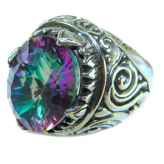 Big Dreamer Massive 11.8 carat Mystic Topaz .925 Sterling Silver handcrafted Large ring size 6 - photo 1