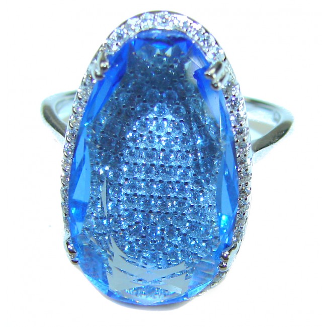 Eau Pure 12.5 carat AQUAMARINE .925 Sterling Silver Handcrafted Ring size 8 - photo 3